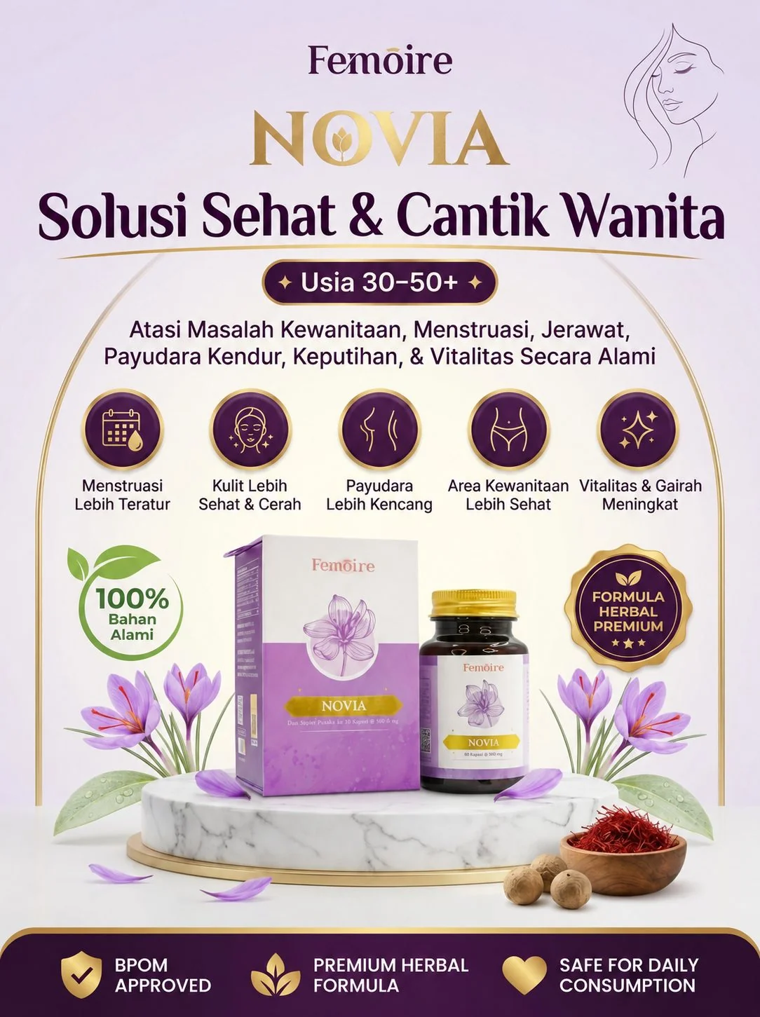Femoire NOVIA — Solusi Sehat & Cantik Wanita Usia 30-50+
