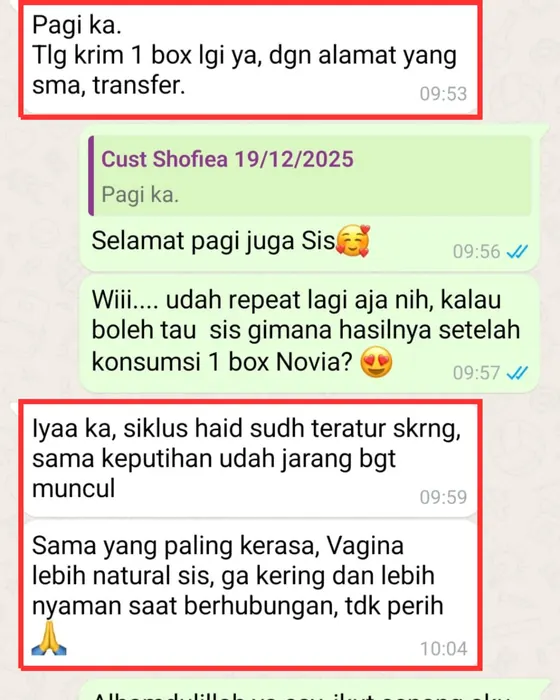 Testimoni pelanggan Novia
